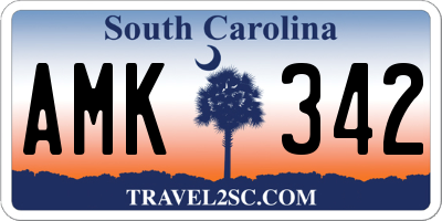 SC license plate AMK342