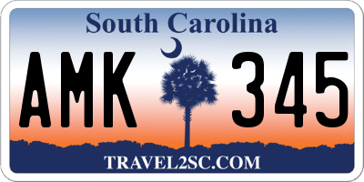 SC license plate AMK345
