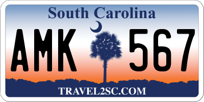 SC license plate AMK567