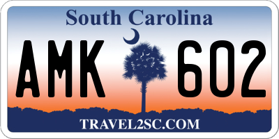 SC license plate AMK602
