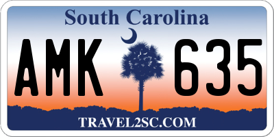 SC license plate AMK635