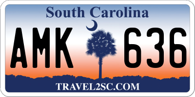 SC license plate AMK636