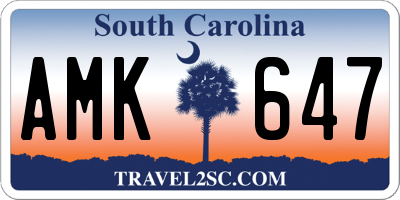 SC license plate AMK647