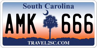 SC license plate AMK666