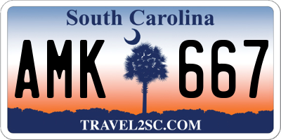 SC license plate AMK667
