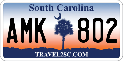 SC license plate AMK802