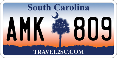 SC license plate AMK809