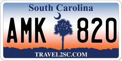 SC license plate AMK820