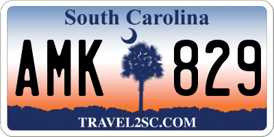 SC license plate AMK829