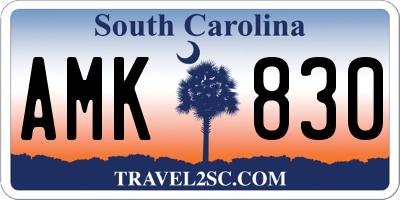 SC license plate AMK830