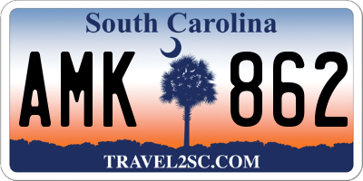 SC license plate AMK862