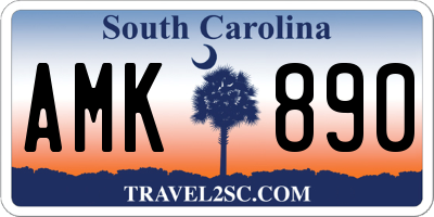 SC license plate AMK890