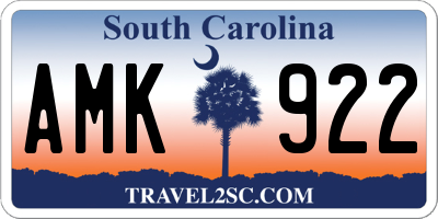 SC license plate AMK922