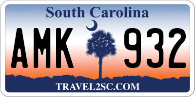 SC license plate AMK932