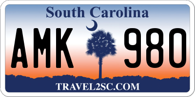 SC license plate AMK980