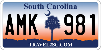 SC license plate AMK981