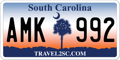 SC license plate AMK992
