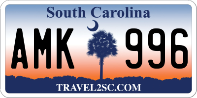 SC license plate AMK996