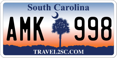 SC license plate AMK998