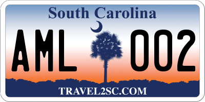 SC license plate AML002