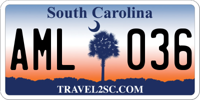 SC license plate AML036