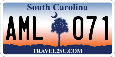 SC license plate AML071