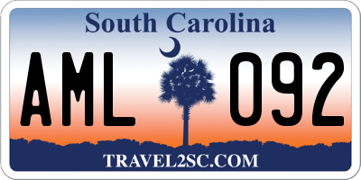 SC license plate AML092