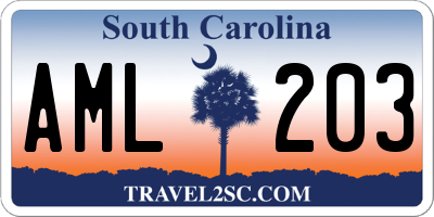 SC license plate AML203