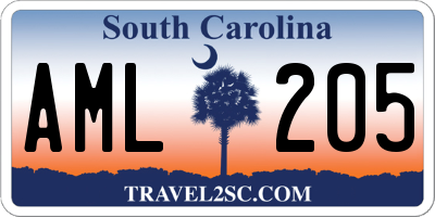SC license plate AML205