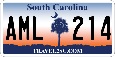 SC license plate AML214