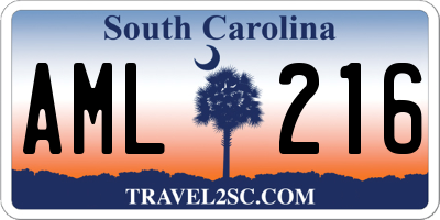 SC license plate AML216