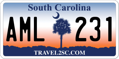 SC license plate AML231