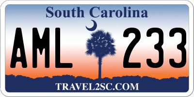 SC license plate AML233