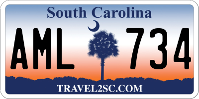 SC license plate AML734