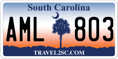 SC license plate AML803
