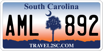 SC license plate AML892