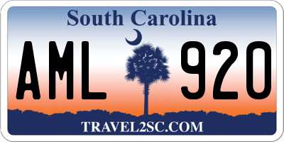 SC license plate AML920