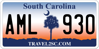 SC license plate AML930