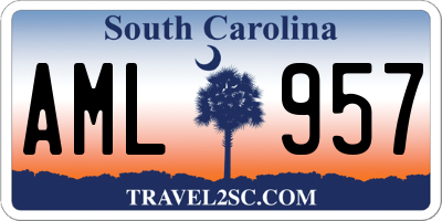 SC license plate AML957