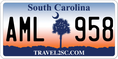 SC license plate AML958