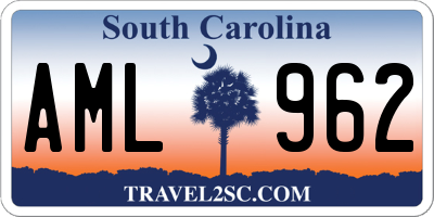 SC license plate AML962