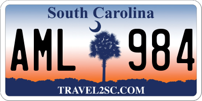SC license plate AML984