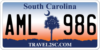 SC license plate AML986