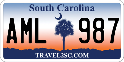 SC license plate AML987