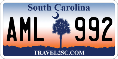 SC license plate AML992