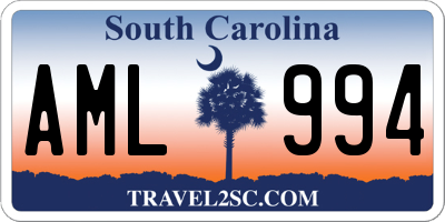 SC license plate AML994