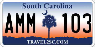 SC license plate AMM103