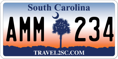 SC license plate AMM234