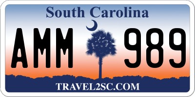 SC license plate AMM989