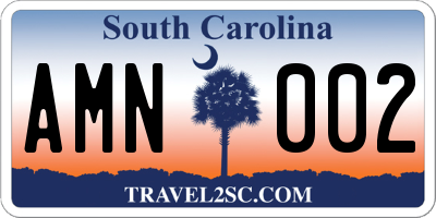 SC license plate AMN002